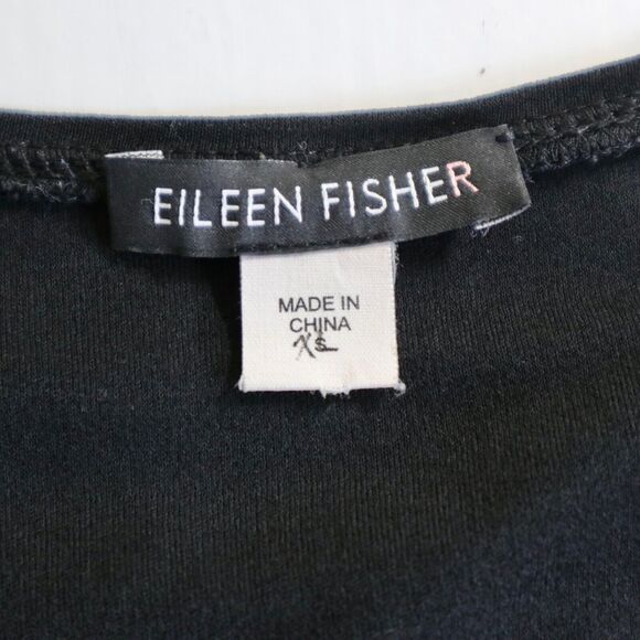 Eileen Fisher Size S Silk Jersey Fine Knit Dress Half Sleeve Black - Picture 7 of 8